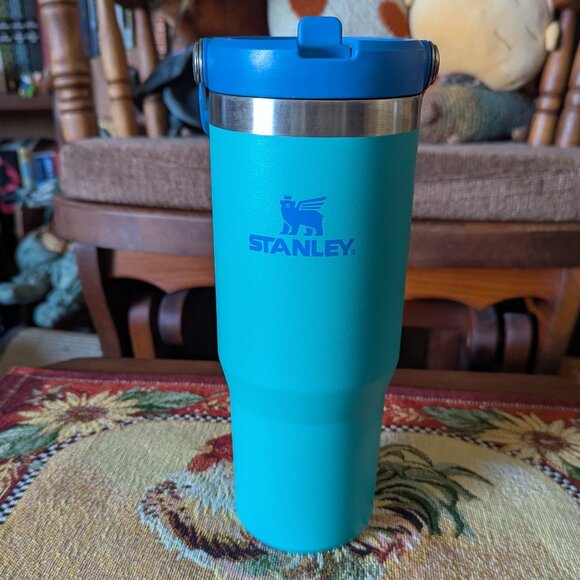 Stanley Water Bottle, Blue Teal, Top Handle - Picture 3 of 7